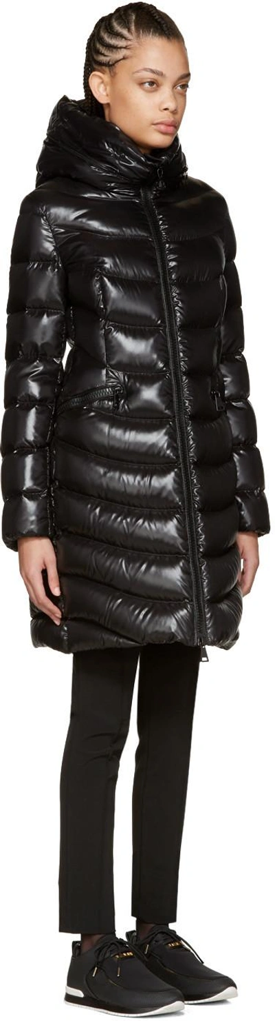 Shop Moncler Black Down & Fur Aphia Coat