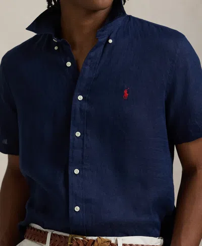 Polo Ralph Lauren Piece Dye Linen Short Sleeve Button-down Shirt
