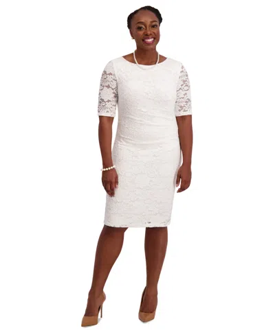 Kasper Women's Lace-sleeve Sheath Dress, Regular & Plus Sizes In White