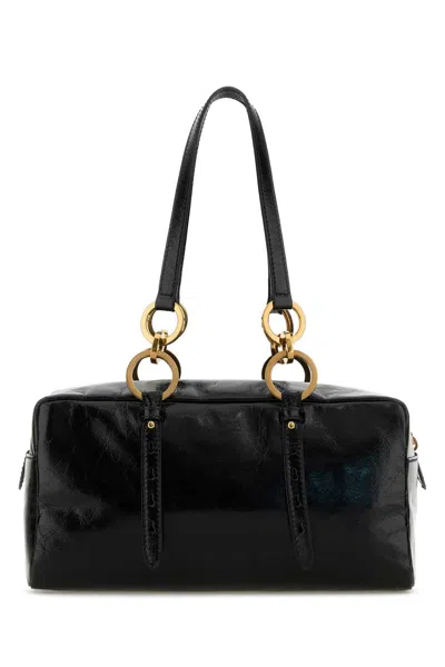 Prada Leather Handbag With Double Handles And Front Pocket
