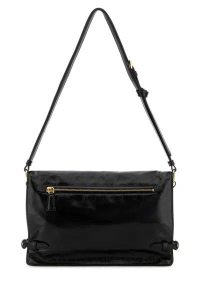 Prada Medium Triangle Logo Shoulder Bag In Black