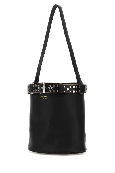 Prada Studded Belt Leather Bucket Bag