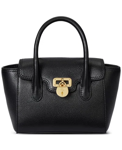 Ralph Lauren Tanner Small Pebbled Leather Satchel In Black