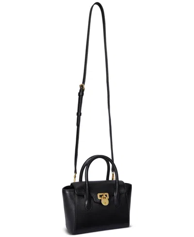 Ralph Lauren Tanner Small Pebbled Leather Satchel In Black