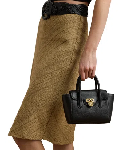 Ralph Lauren Tanner Small Pebbled Leather Satchel In Black