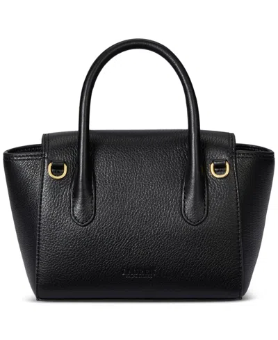 Ralph Lauren Tanner Small Pebbled Leather Satchel In Black