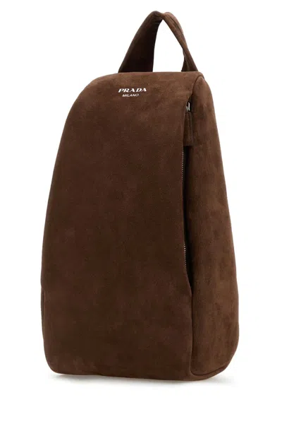 Prada Top Handle Luxe Suede Backpack