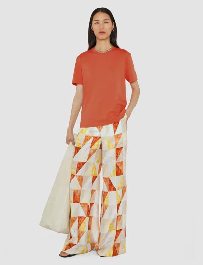 Joseph Womens Sundown Short-sleeved Cotton And Silk T-shirt In Orange