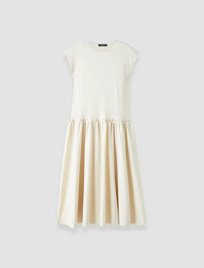 Joseph Womens Seashell Cap-sleeve A-line Cotton Poplin-jersey Midi Dress In White