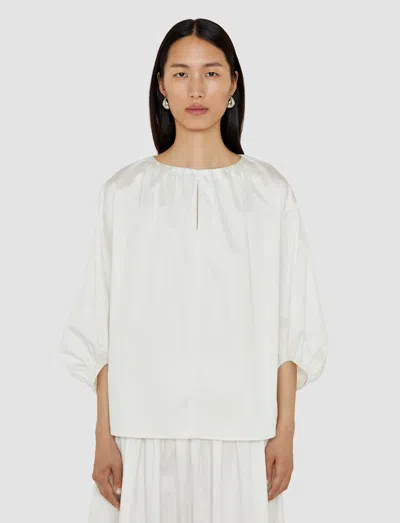 Joseph Womens Ivory Godin Balloon-sleeved Cotton Blouse In White
