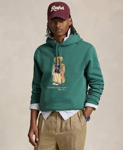Polo Ralph Lauren Green Hoodie With Drawstring Hood And Logo Print On The Front In Cotton Blend Man In Green
