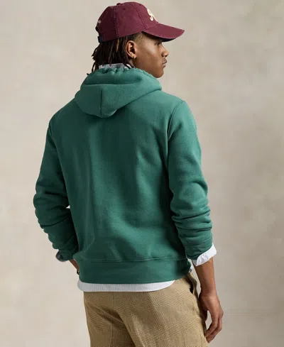 Polo Ralph Lauren Green Hoodie With Drawstring Hood And Logo Print On The Front In Cotton Blend Man In Green
