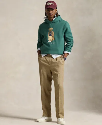 Polo Ralph Lauren Green Hoodie With Drawstring Hood And Logo Print On The Front In Cotton Blend Man In Green