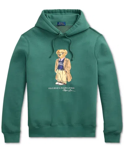 Polo Ralph Lauren Green Hoodie With Drawstring Hood And Logo Print On The Front In Cotton Blend Man In Green