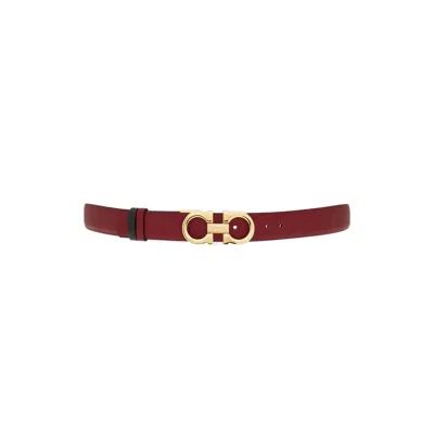 Ferragamo Reversible Belt With Gold-tone Buckle Hooks