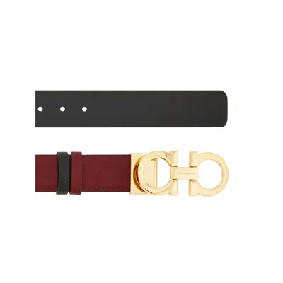 Ferragamo Reversible Belt With Gold-tone Buckle Hooks