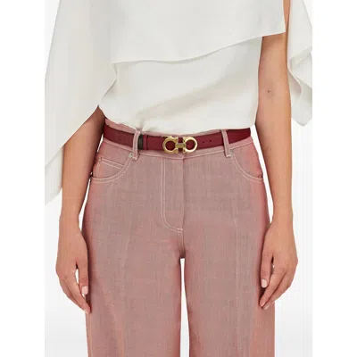 Ferragamo Reversible Belt With Gold-tone Buckle Hooks