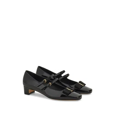 Ferragamo Vara Bow-embellished Patent-leather Mary Jane Pumps