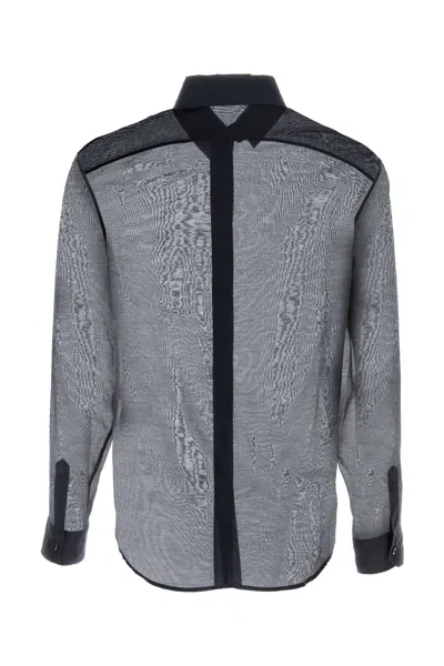Saint Laurent Men Navy Blue Cotton Blend Shirt