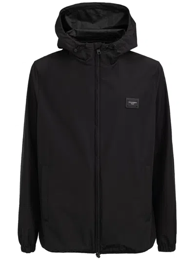 Dolce & Gabbana Hooded Cotton Jacket In Black