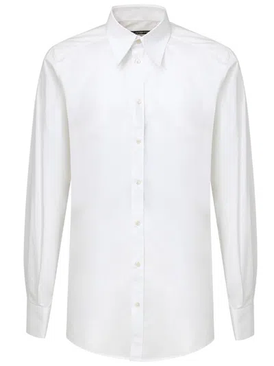 Dolce & Gabbana White Cotton Formal Dress Top Sicilia Shirt In Purple