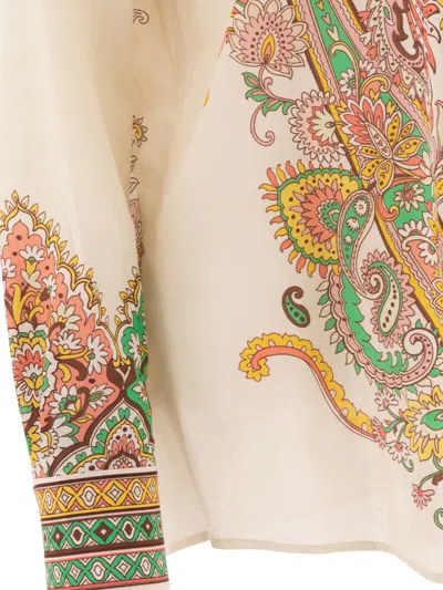 Etro Multicolor Shirt With Classic Collar And All-over Paisley Print In Cotton And Silk Woman