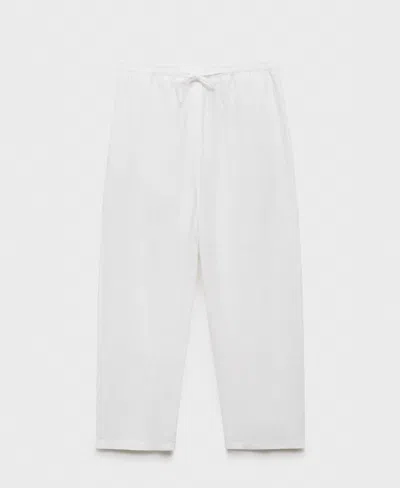 Mango Women's Straight Linen-blend Pants In White