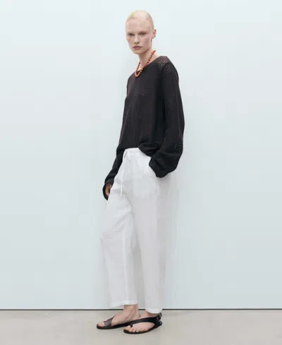 Mango Women's Straight Linen-blend Pants In White