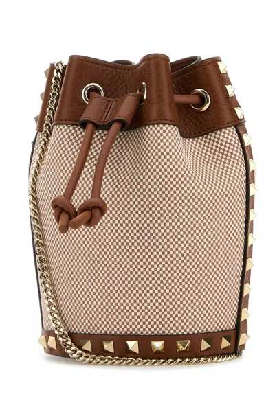 Valentino Two-tone Canvas Rockstud Bucket Bag