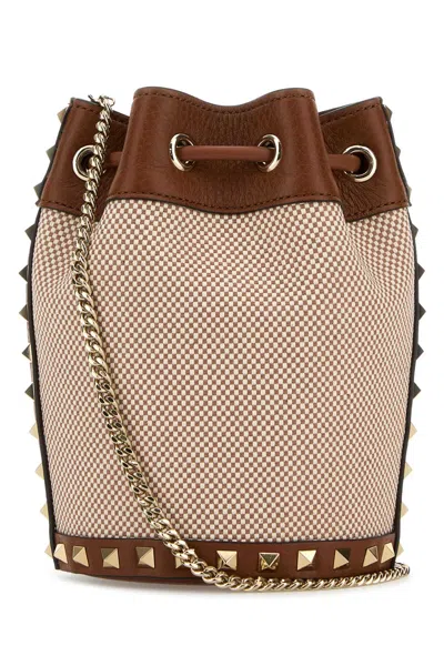 Valentino Two-tone Canvas Rockstud Bucket Bag