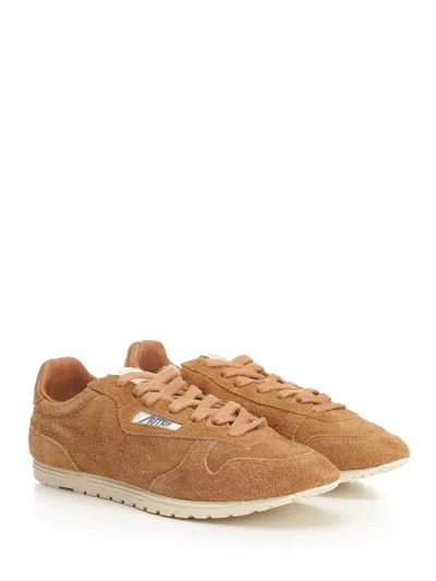 Autry 'windspin Low' Brown Sneaker With Logo On The Side And On The Heel In Brown