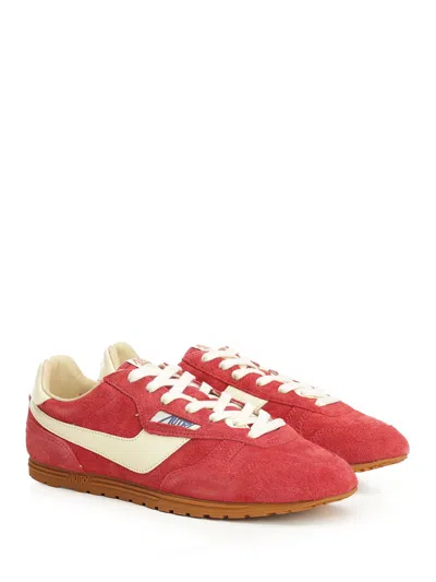 Autry Windspin Sneakers In Suede And Parrot Leather And Rutabaga