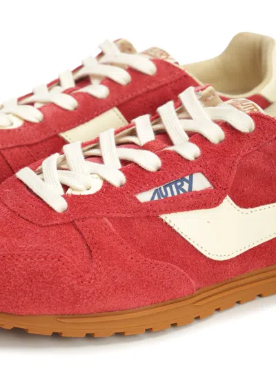 Autry Windspin Sneakers In Suede And Parrot Leather And Rutabaga