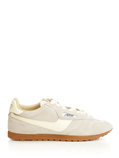 Autry 'windspin Low' Grey Sneaker With Logo On The Side And On The Heel