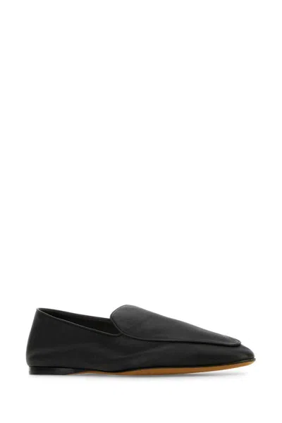 The Row Awar Leather Loafers Flat Sole In Black