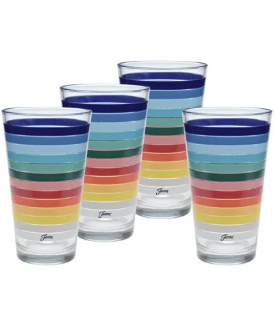 Fiesta All Colors Stripes Tapered Cooler Glasses, Set Of 4