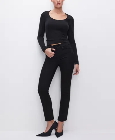 Good American Women's Never Fades Good Legs High-rise Straight-leg Jeans In Black