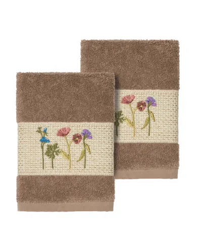 Linum Home Serenity 2-pc. Embellished Washcloth Set