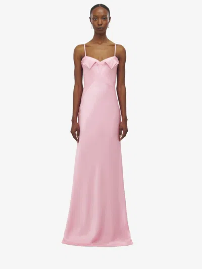 Alexander Mcqueen Mcqueen Double Silk Satin Evening Gown In Pink