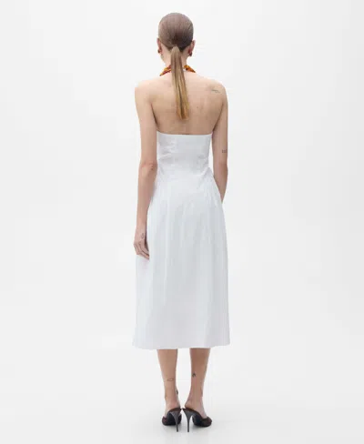 Mango Cotton Halter Neck Drop Waist Midaxi Dress In White
