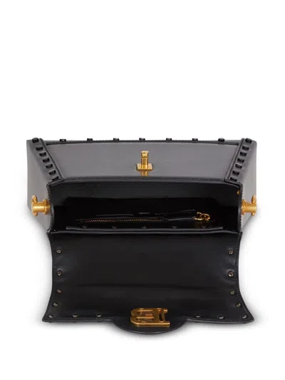 Balmain Small B-buzz Dynasty Leather Shoulder Bag In Black