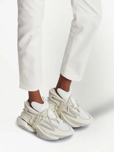 Balmain Unicorn Sneakers In Neoprene And Leather In White