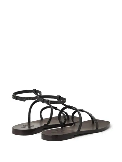 Brunello Cucinelli Black Sandals With Precious Strap