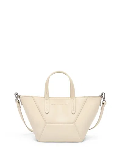 Brunello Cucinelli Structured Geometric Paneling Shoulder Bag With Detachable Strap In Neutral