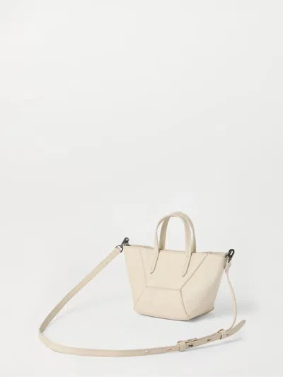 Brunello Cucinelli Structured Geometric Paneling Shoulder Bag With Detachable Strap In Neutral