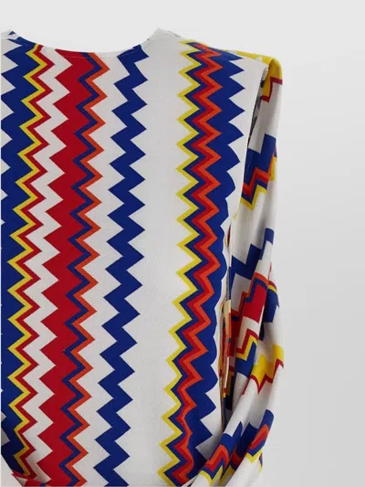 Missoni Zigzag Pattern Sleeveless Draped Back Dress In Multi