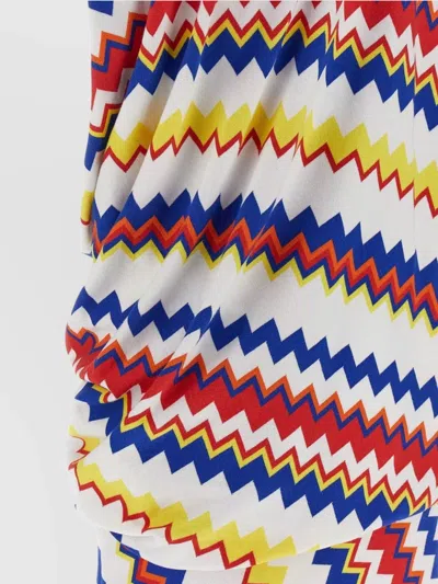 Missoni Zigzag Pattern Sleeveless Draped Back Dress In Multi
