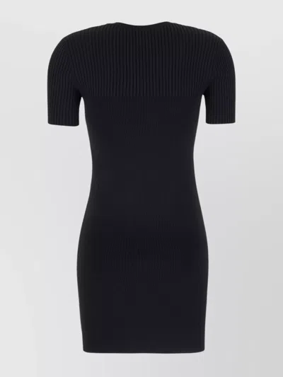 Gucci Stretch Nylon Blend Dress With Chest Pocket In Black