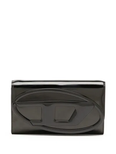 Diesel 1dr Leather Wallet-on-chain In Black