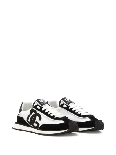 Dolce & Gabbana Men Two-tone Mesh And Suede Dg Aria Sneakers In Black